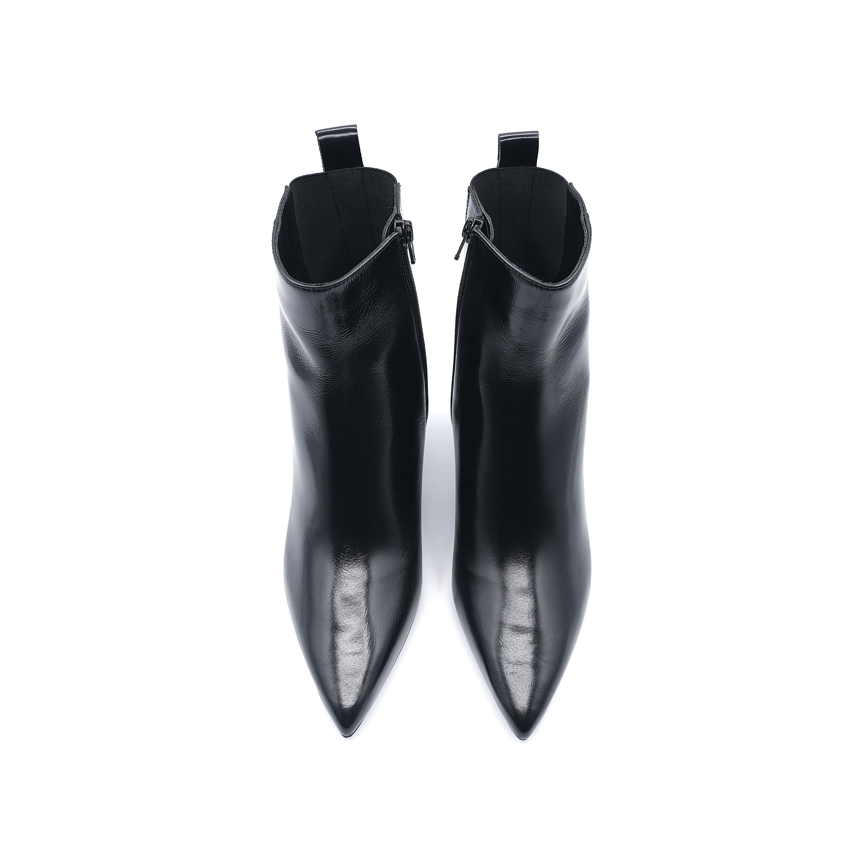 The Party Favor Heeled Bootie Black Leather