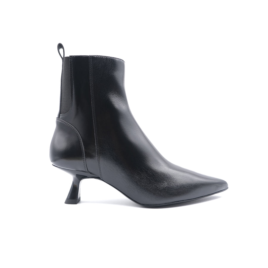 The Party Favor Heeled Bootie Black Leather