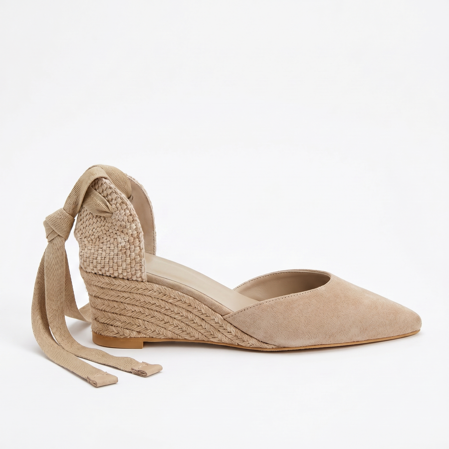 The Euro Summer Stone Suede Espadrille Wedge