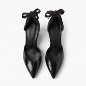 The Euro Summer Black Leather Espadrille Wedge