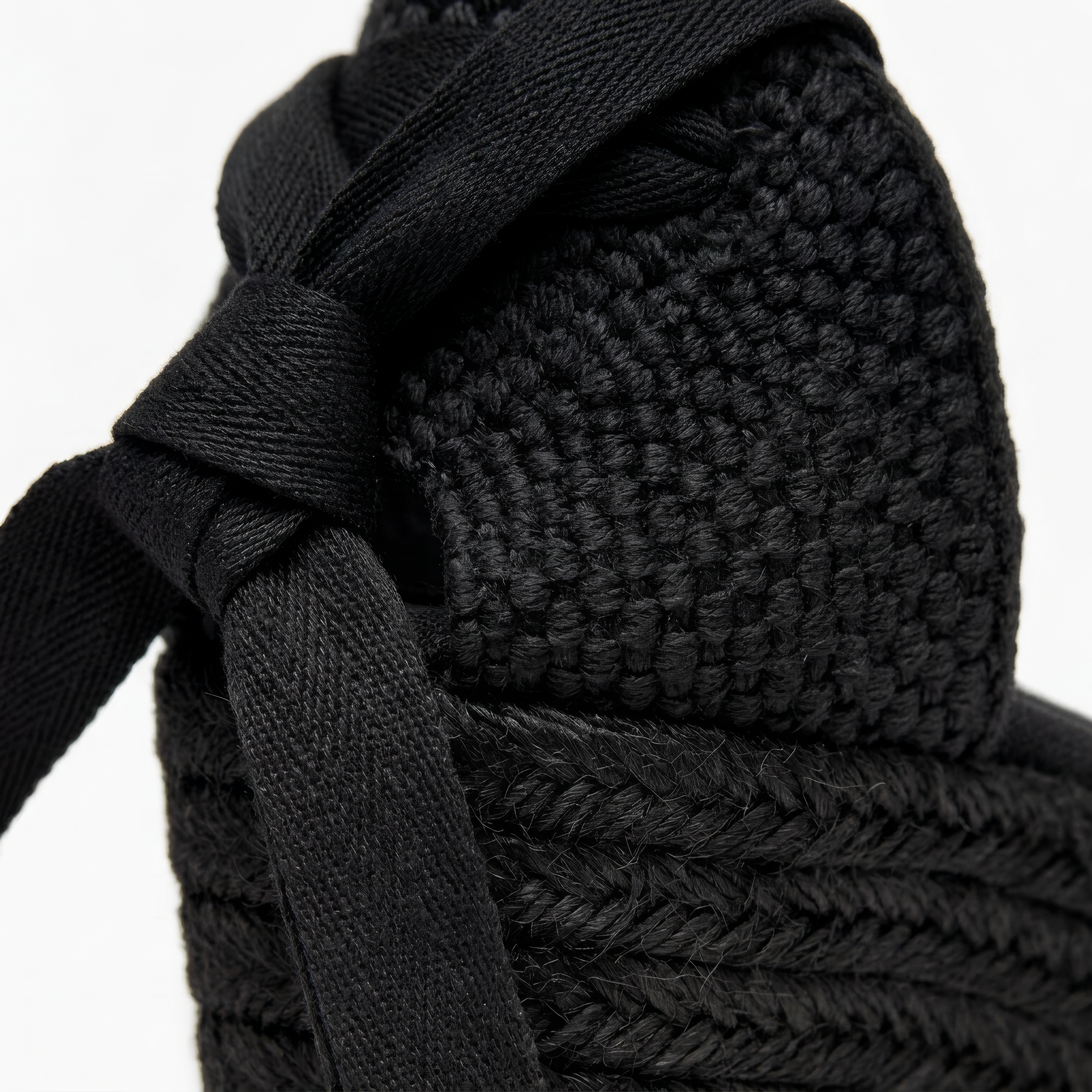 The Euro Summer Black Leather Espadrille Wedge